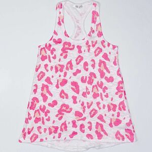 Luna Chic Leopard Knit Tank Pink Orange S Small